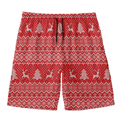 Geometric Xmas Knitted Pattern Print Men's Swim Trunks