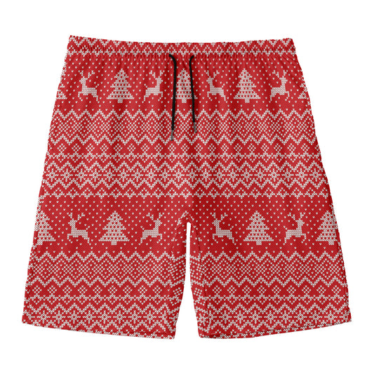 Geometric Xmas Knitted Pattern Print Men's Swim Trunks