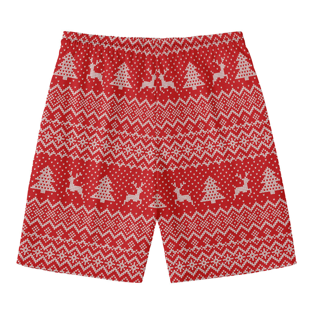 Geometric Xmas Knitted Pattern Print Men's Swim Trunks