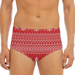 Geometric Xmas Knitted Pattern Print Men's Triangle Swim Briefs