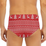Geometric Xmas Knitted Pattern Print Men's Triangle Swim Briefs