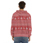 Geometric Xmas Knitted Pattern Print Men's Velvet Pullover Hoodie