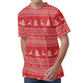 Geometric Xmas Knitted Pattern Print Men's Velvet T-Shirt