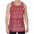 Geometric Xmas Knitted Pattern Print Men's Velvet Tank Top