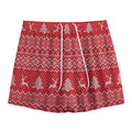 Geometric Xmas Knitted Pattern Print Mesh Shorts