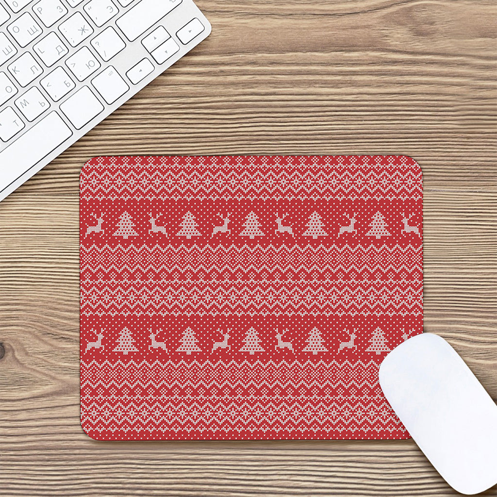 Geometric Xmas Knitted Pattern Print Mouse Pad