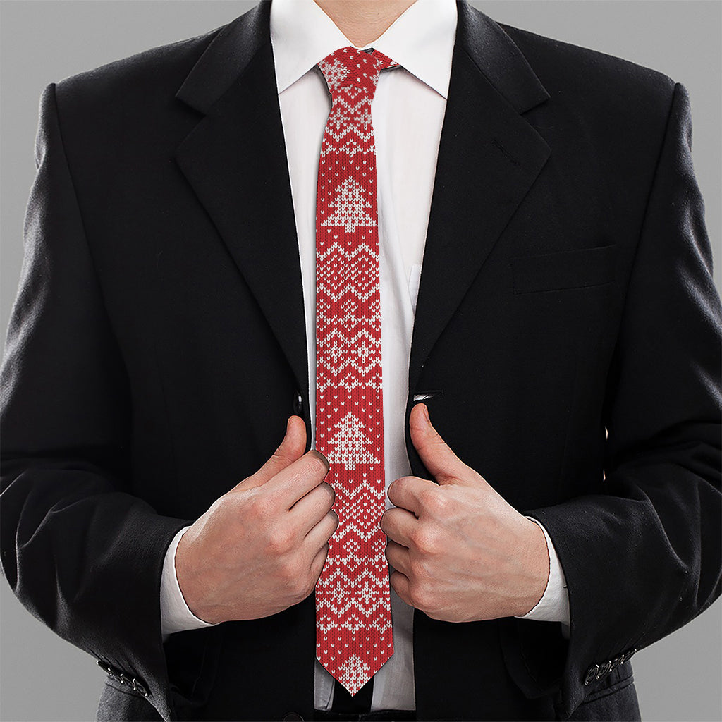 Geometric Xmas Knitted Pattern Print Necktie