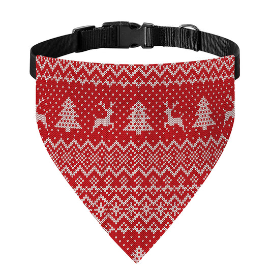 Geometric Xmas Knitted Pattern Print Over The Collar Dog Bandana