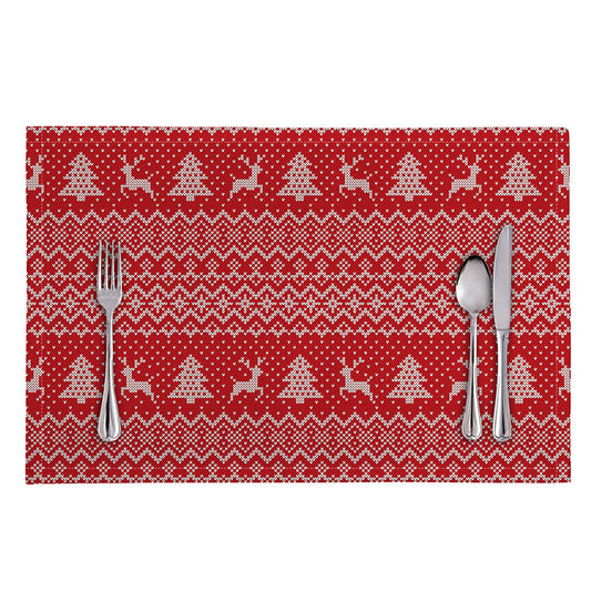 Geometric Xmas Knitted Pattern Print Placemat