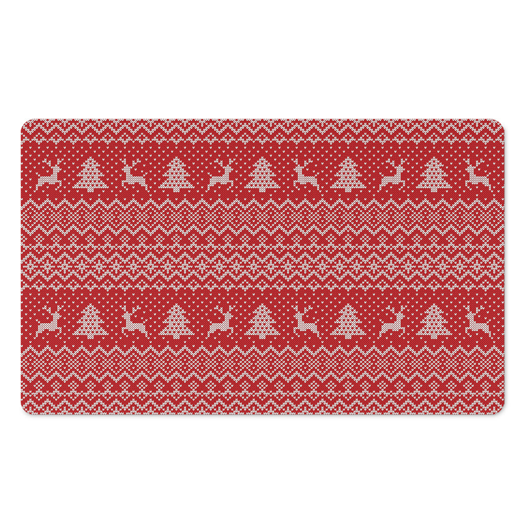 Geometric Xmas Knitted Pattern Print Polyester Doormat