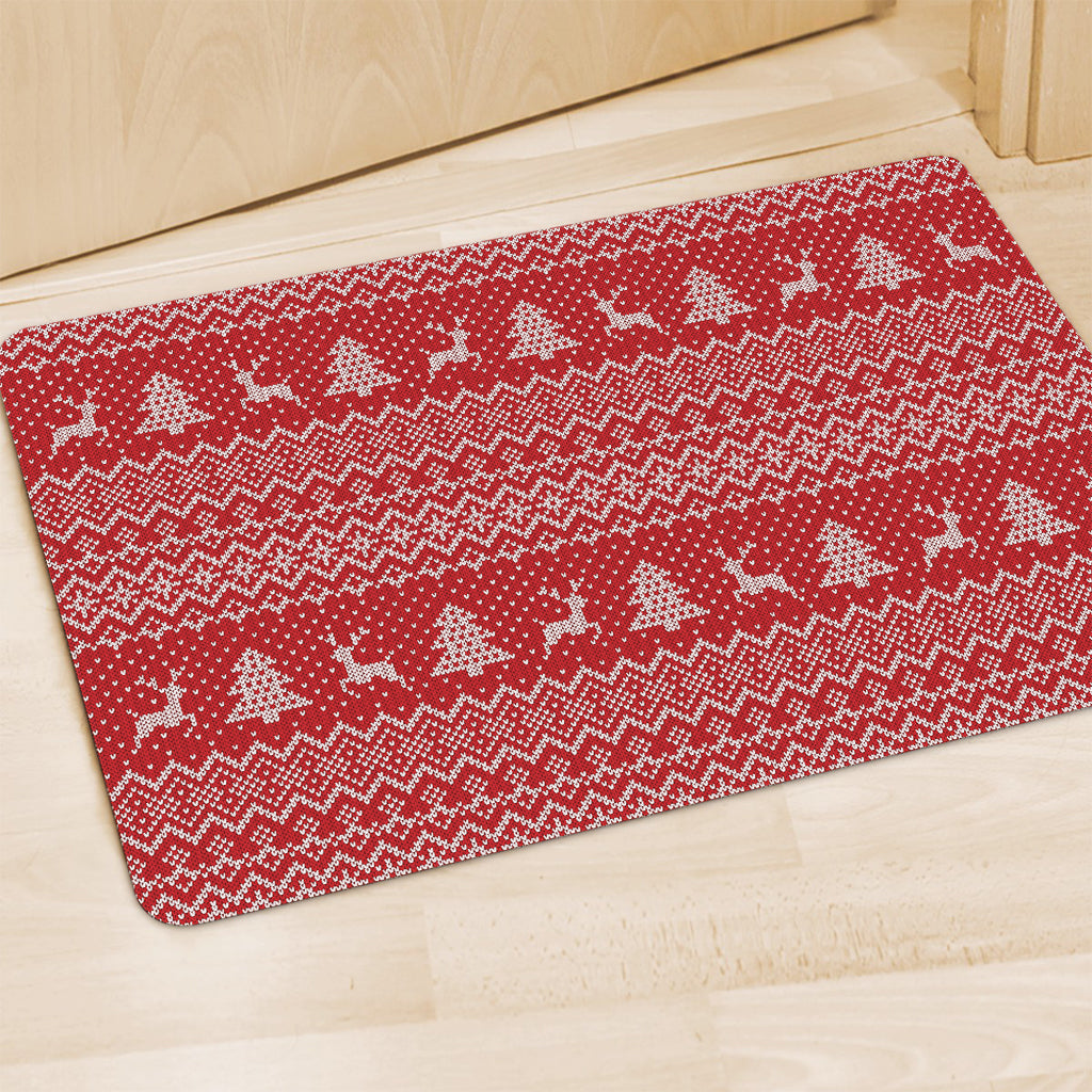 Geometric Xmas Knitted Pattern Print Polyester Doormat