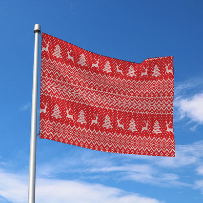 Geometric Xmas Knitted Pattern Print Polyester Flag