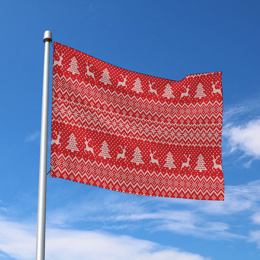 Geometric Xmas Knitted Pattern Print Polyester Flag