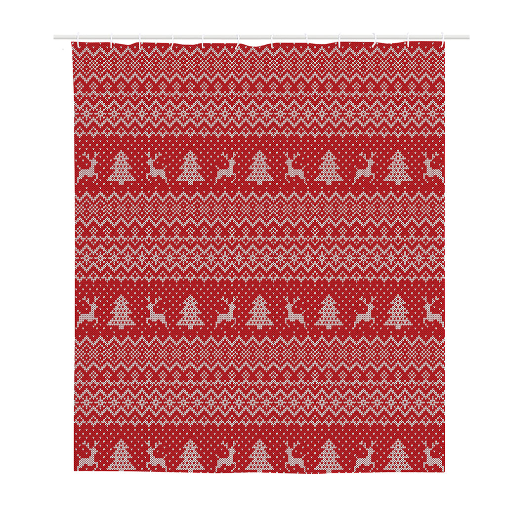 Geometric Xmas Knitted Pattern Print Polyester Shower Curtain