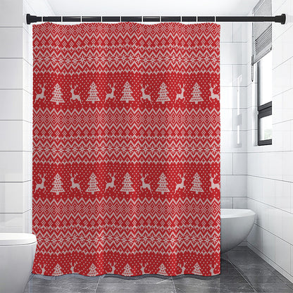 Geometric Xmas Knitted Pattern Print Premium Shower Curtain