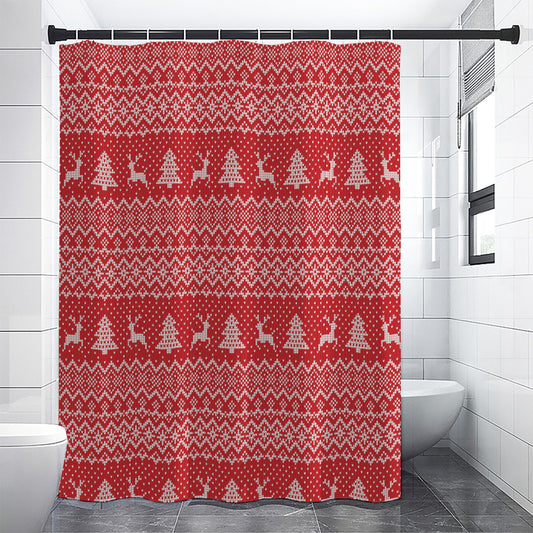 Geometric Xmas Knitted Pattern Print Premium Shower Curtain