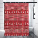 Geometric Xmas Knitted Pattern Print Premium Shower Curtain