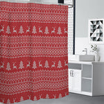 Geometric Xmas Knitted Pattern Print Premium Shower Curtain