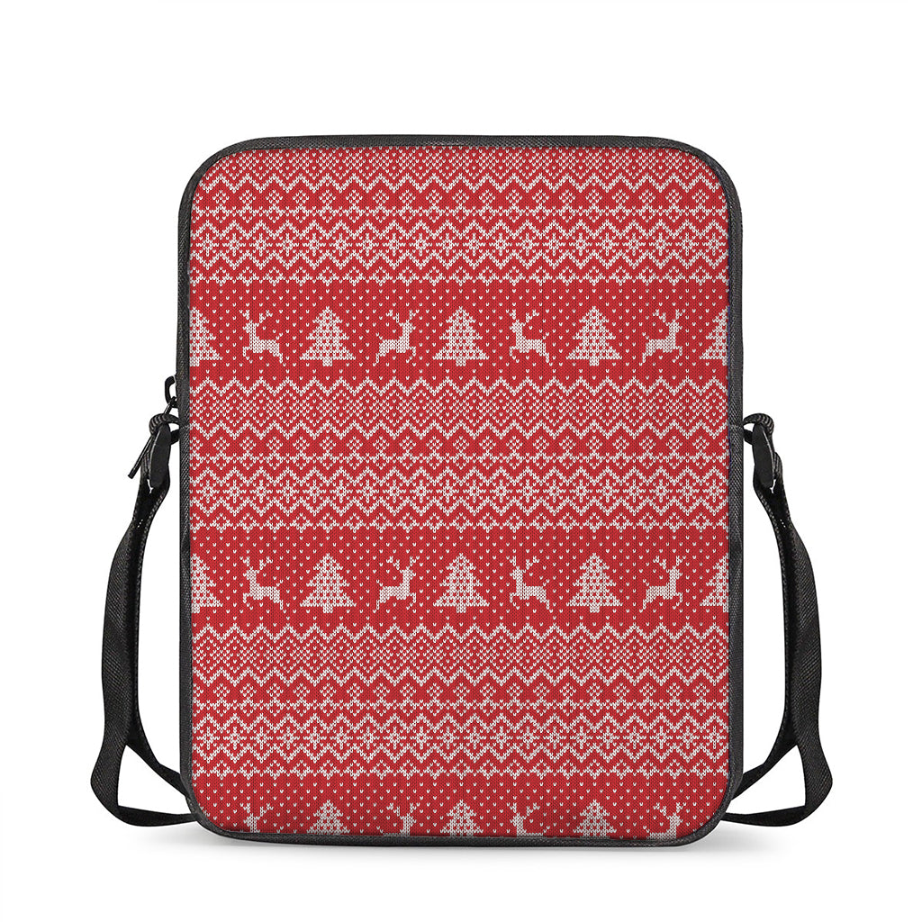 Geometric Xmas Knitted Pattern Print Rectangular Crossbody Bag