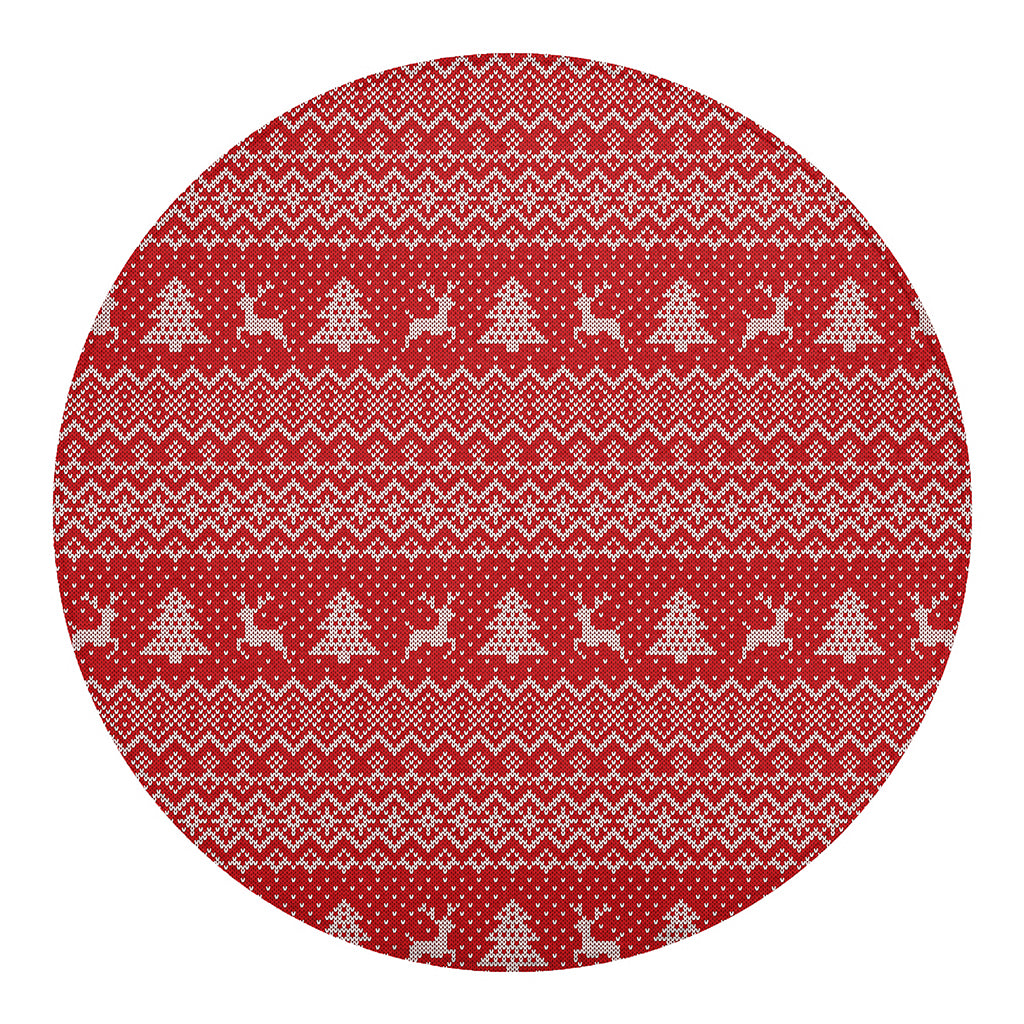 Geometric Xmas Knitted Pattern Print Round Blanket