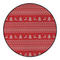 Geometric Xmas Knitted Pattern Print Round Floor Mat