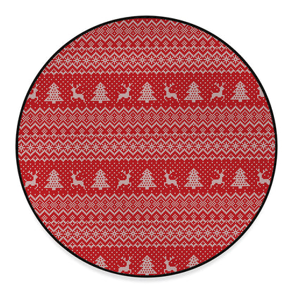 Geometric Xmas Knitted Pattern Print Round Floor Mat