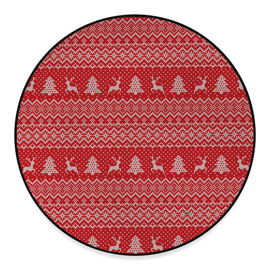Geometric Xmas Knitted Pattern Print Round Floor Mat