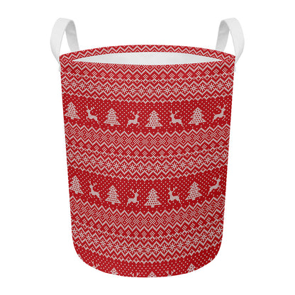 Geometric Xmas Knitted Pattern Print Round Laundry Basket