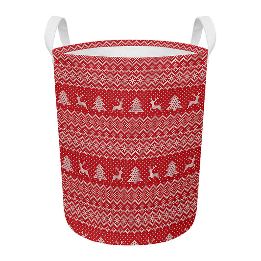 Geometric Xmas Knitted Pattern Print Round Laundry Basket