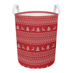 Geometric Xmas Knitted Pattern Print Round Laundry Basket