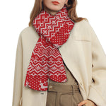 Geometric Xmas Knitted Pattern Print Scarf