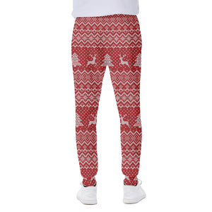 Geometric Xmas Knitted Pattern Print Scuba Joggers