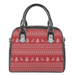 Geometric Xmas Knitted Pattern Print Shoulder Handbag