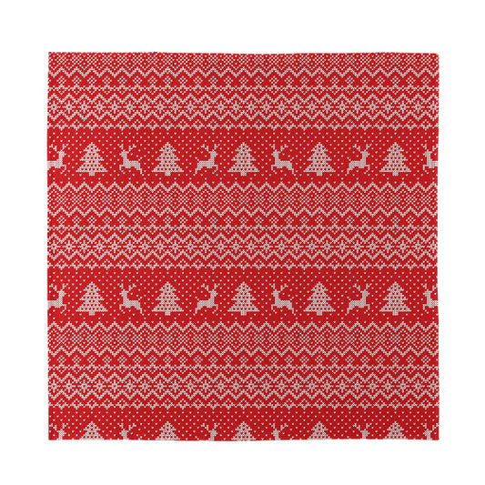 Geometric Xmas Knitted Pattern Print Silk Bandana
