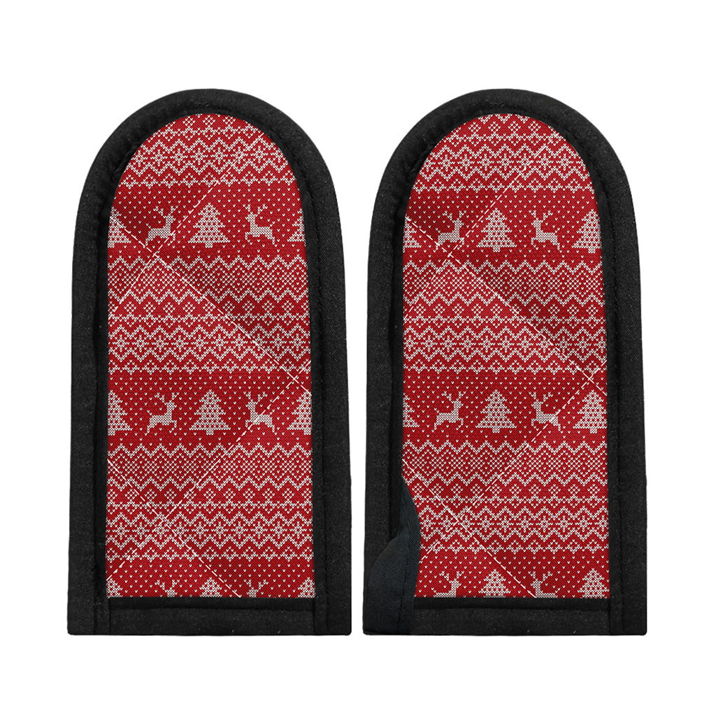 Geometric Xmas Knitted Pattern Print Skillet Handle Cover