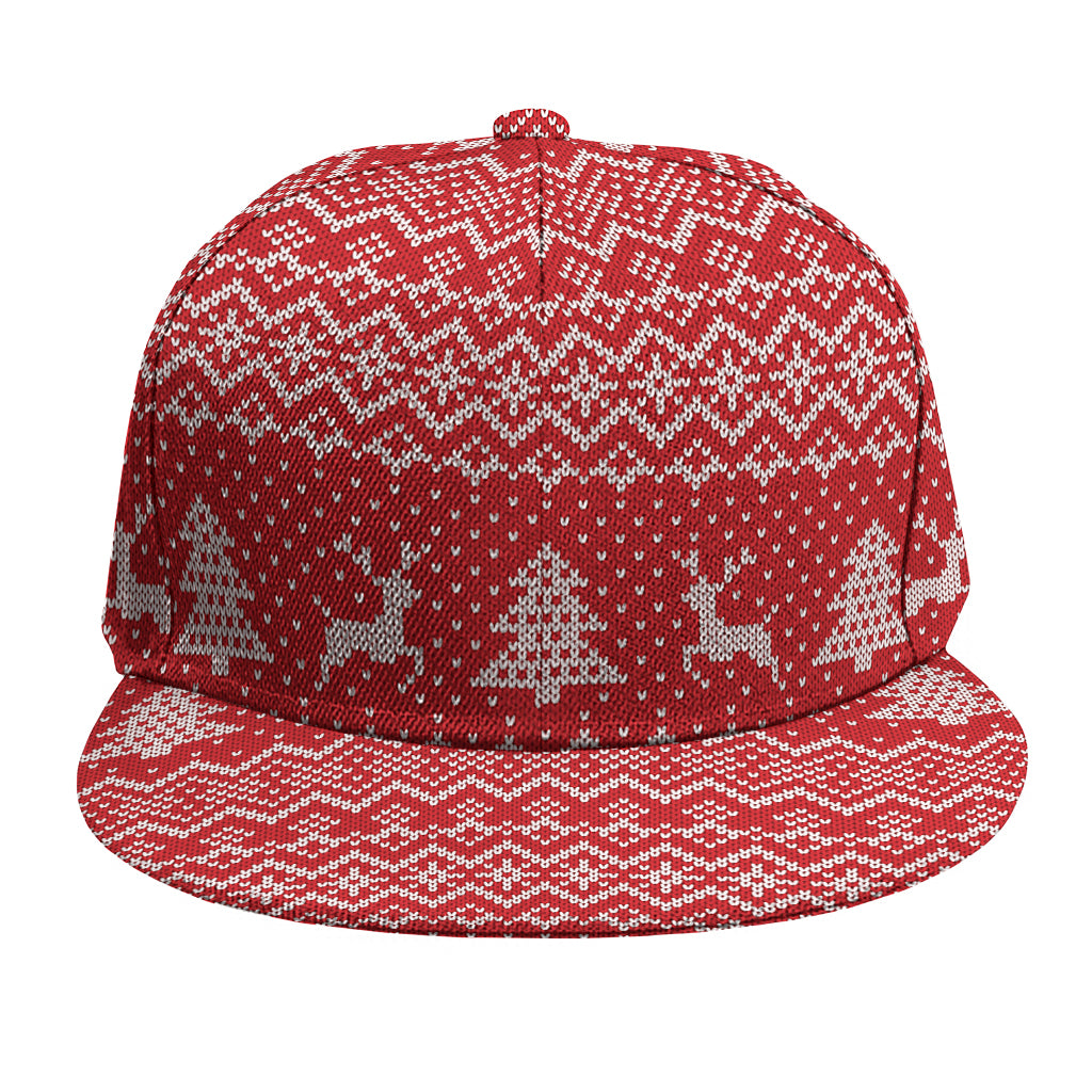 Geometric Xmas Knitted Pattern Print Snapback Cap