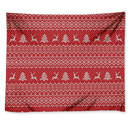 Geometric Xmas Knitted Pattern Print Tapestry