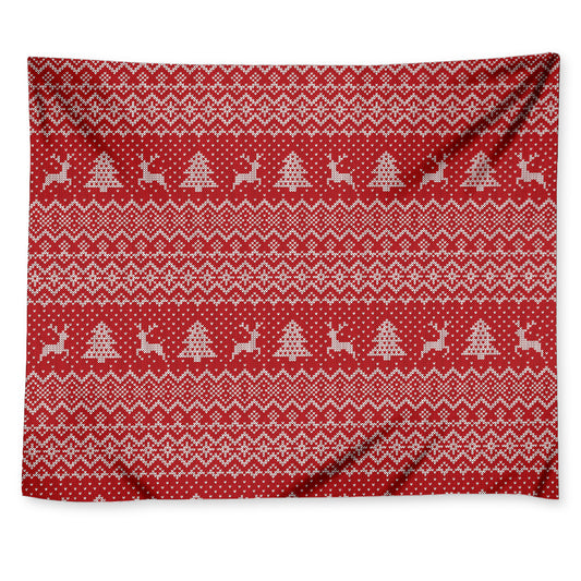 Geometric Xmas Knitted Pattern Print Tapestry