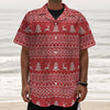 Geometric Xmas Knitted Pattern Print Textured Short Sleeve Shirt