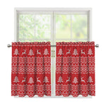 Geometric Xmas Knitted Pattern Print Tier Curtains
