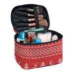 Geometric Xmas Knitted Pattern Print Travel Makeup Bag