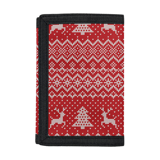 Geometric Xmas Knitted Pattern Print Trifold Wallet