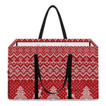 Geometric Xmas Knitted Pattern Print Utility Tote Bag