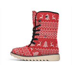 Geometric Xmas Knitted Pattern Print Winter Boots