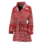 Geometric Xmas Knitted Pattern Print Women's Bathrobe