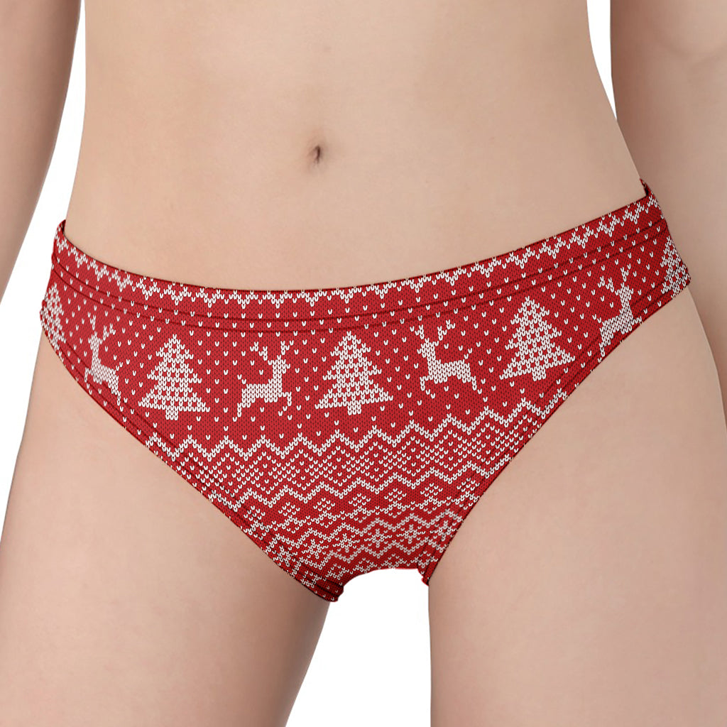 Geometric Xmas Knitted Pattern Print Women's Panties