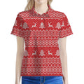 Geometric Xmas Knitted Pattern Print Women's Polo Shirt