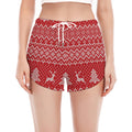 Geometric Xmas Knitted Pattern Print Women's Split Running Shorts