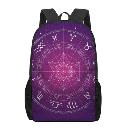 Geometric Zodiac Calendar Print 17 Inch Backpack