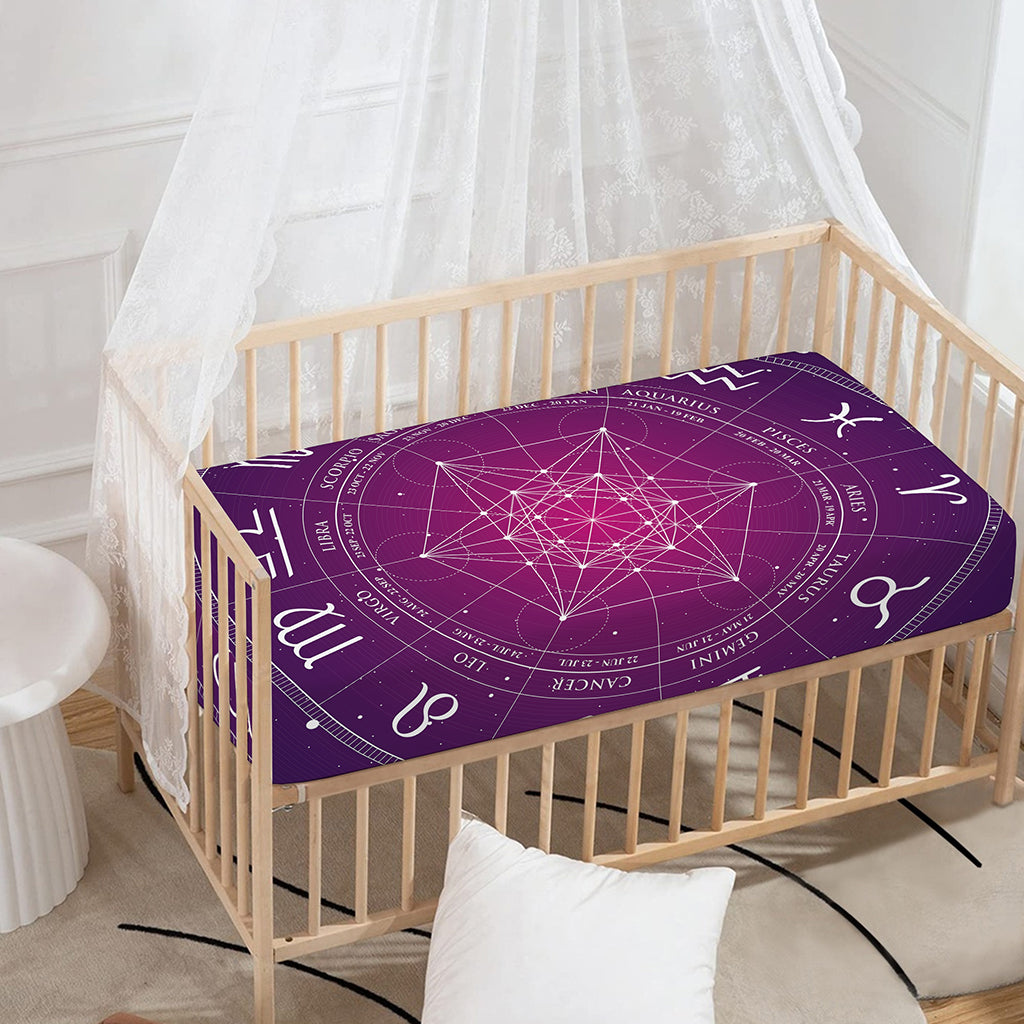 Geometric Zodiac Calendar Print Baby Crib Sheet
